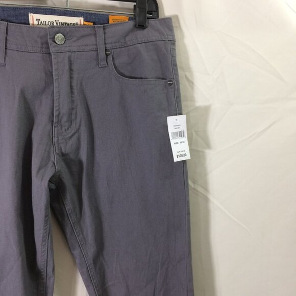 NEW Taylor Vintage Mens Pants Gray Cotton Stretch Slim Straight Size 30 x 30 - Picture 5 of 6